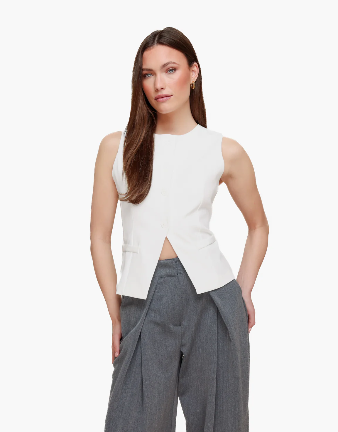 Witte Hoge Knopen - Gilet - Afbeelding 2