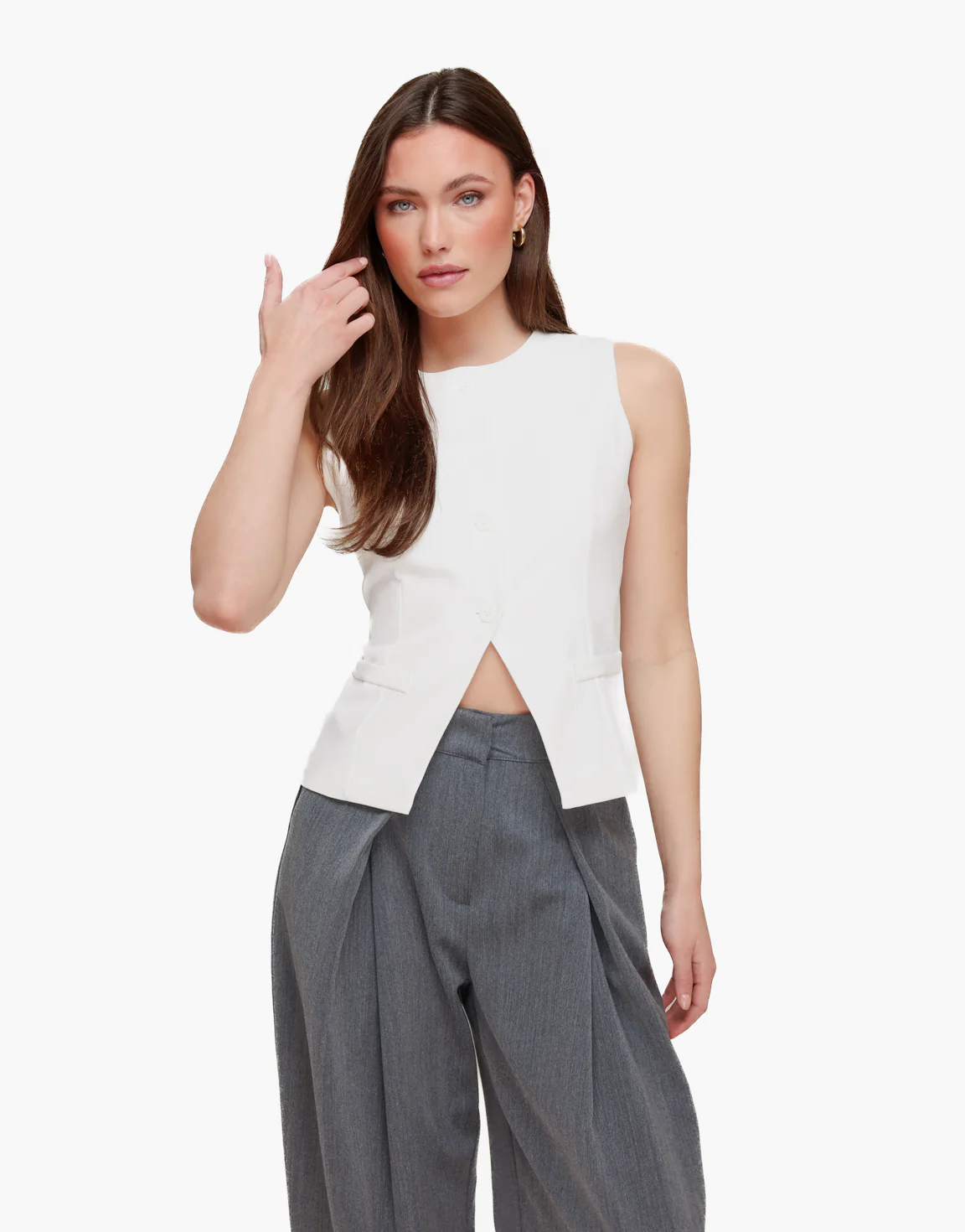 Witte Hoge Knopen - Gilet - Afbeelding 3