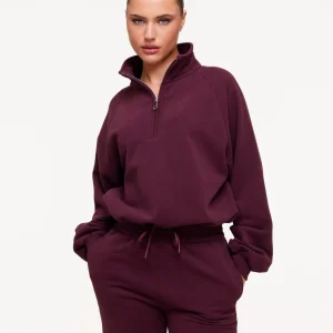 Aubergine Cropped Rits Jogging - Vest