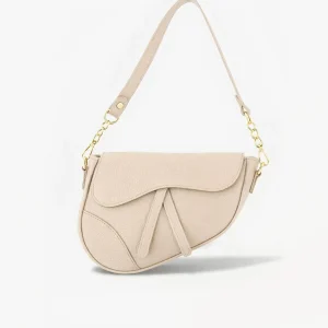 Beige Leren Saddle - Tas