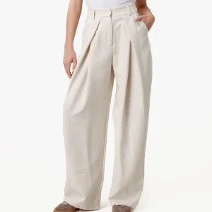 Beige Lange Wijde Ballon Plooien - Pantalon