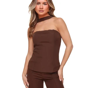 Bruine Basic Strapless Hals - Top