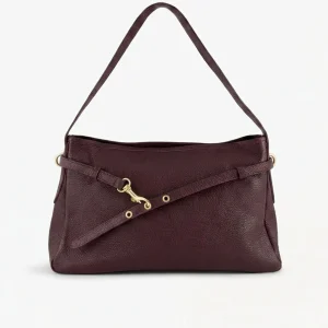 Burgundy Leren Vierkante - Tas