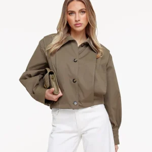 Khaki Korte Ballonmouwen Trench - Jas