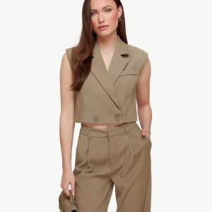 Khaki Zomerse Classic Mouwloze Cropped - Top